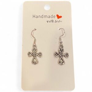 Silver Cross Dangle Earrings